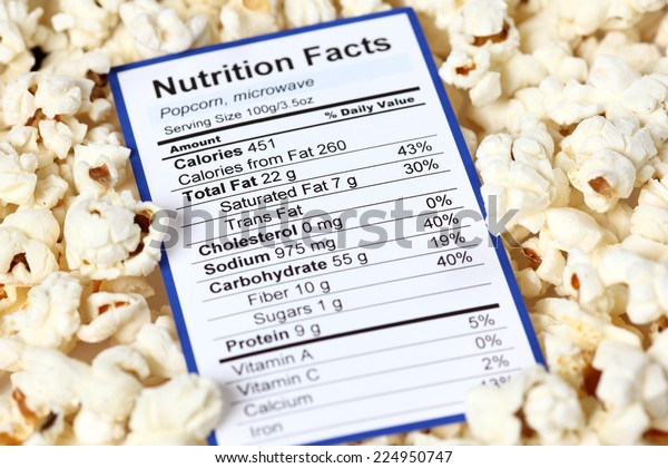 Nutrition Facts Popcorn Popcorns Background Stock Photo Edit Now 224950747