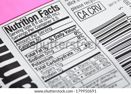 Nutrition Label Stock Photo (Edit Now) 179950691 - Shutterstock