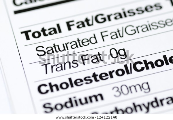 Nutrition label focused on Trans Fat content\
concept healthy\
eating