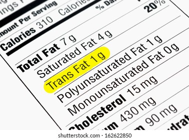 Nutrition Label Highlighting The Unhealthy Trans Fats