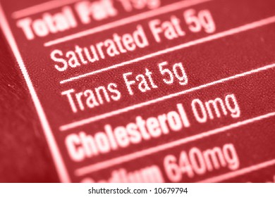 Nutritional Label With Focus On High Trans Fats.