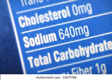 Nutritional Label With Focus On Sodium/salt.