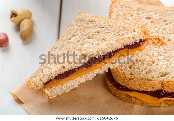 Nutritious Peanut Butter Jelly Sandwiches On Stock Photo Edit Now