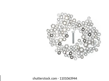 Nuts And Bolt On White Background, One Size Does Not Fit All Concept, Put The Right Man To The Right Job Concept