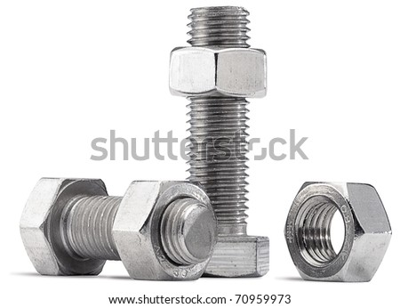 nuts and bolts isolated on a white background with clipping path
