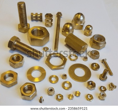 nuts bolts washers in brass plain