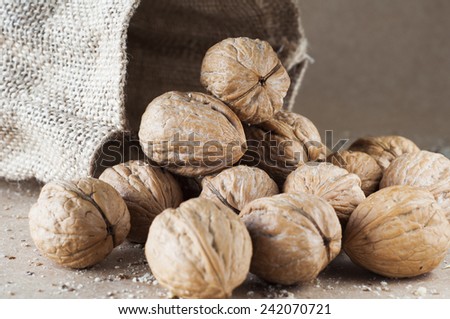 Nuts leaving a rustic cover