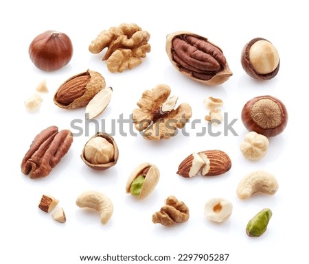 Nuts mix in closeup on white background