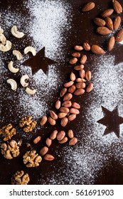 Nuts on a decorated table