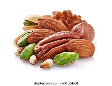 Nuts on a white background