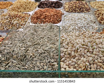 Nuts And Seeds In A Bulk Food Store