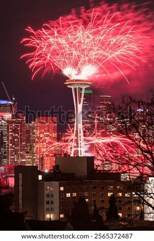 NYC Firework at Space needle Seattle - Red