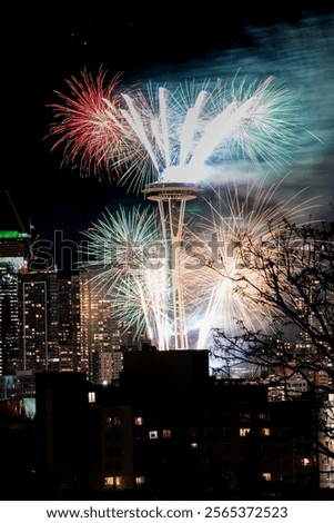 NYC Firework at Space needle Seattle - Multicolor