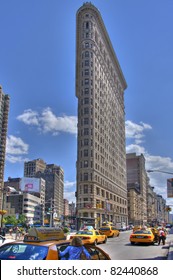 NYC - JULY 8: Flat Iron Building Facade From Broadway. The Flat Iron Building, A Groundbreaking Architectural Feat Was Completed In 1902. July 8th 2011 In Manhattan, New York City.