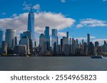 NYC, NY. New York City Skyline with Urban Skyscrapers USA. New York City skyline, cityscape of Manhattan in USA. Panoramic view on Manhattan.