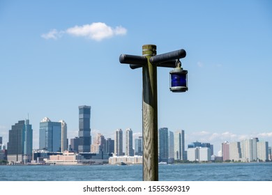 Nyc Skyline Sunny Blue Sky Morning 