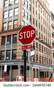 Stop Sign Front Historic Old Buildings Stock Photo (Edit Now) 563342737