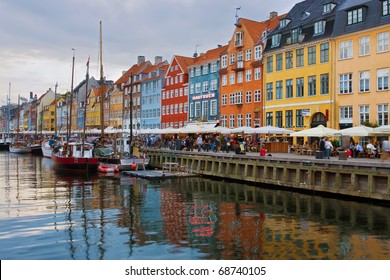 Nyhavn Harbour At Sunset (Copenhagen, Denmark)