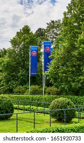 Nyon, Switzerland - June 2019: View On UEFA Headquarters Park 