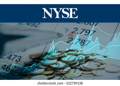 NYSE - Abstract digital information to represent Business&Financial as concept. The word NYSE is a part of stock market vocabulary in stock photo