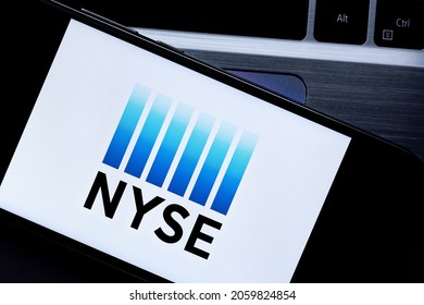 NYSE (New York Stock Exchange) editorial. Illustrative photo for news about NYSE (New York Stock Exchange). Novosibirsk,Russia - September, 16 - 2021