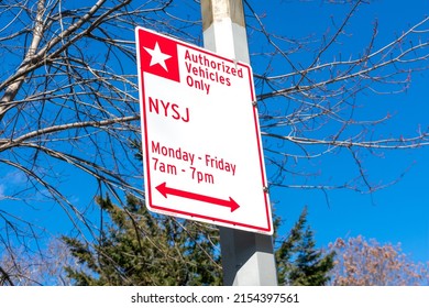 NYSJ Authorized Vehicles Only Parking Sign - New York, USA - 2022