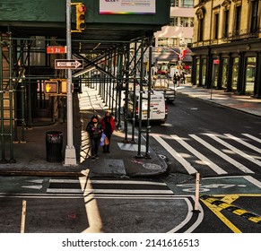 NY,USA, New York, people Waiting at crossing streetview.11,3,2022