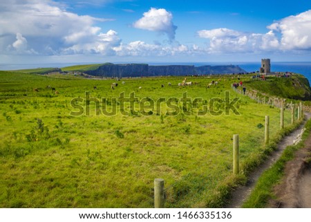 O' Brian's Tower at the spectacular Cliffs of Moher, Co Clare, Ireland