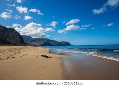 Oahu, Hawaii, Honolulu, beaches, mountains, ocean, sunrises, sunsets, tropical, paradise, serene, lush, coastline, palm trees, turquoise, water, waves, sandy shores, vibrant, skies, volcanic, peaks - Powered by Shutterstock