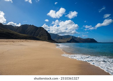 Oahu, Hawaii, Honolulu, beaches, mountains, ocean, sunrises, sunsets, tropical, paradise, serene, lush, coastline, palm trees, turquoise, water, waves, sandy shores, vibrant, skies, volcanic, peaks - Powered by Shutterstock