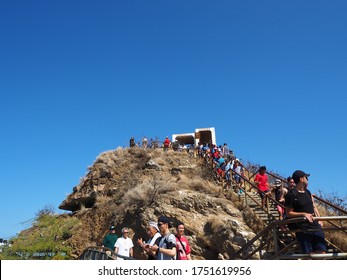 Oahu, Hawaii / The United States - June 18th 2019: Little Hike In Diamond Head. Getting Close To The Top Lookout. 