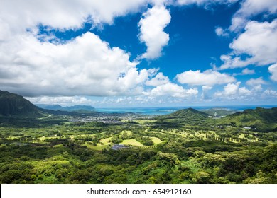 Oahu From The Pali Lookout, Hawaii