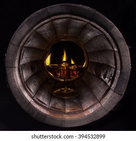 The Oak Barrel Burning Glass With Cognac