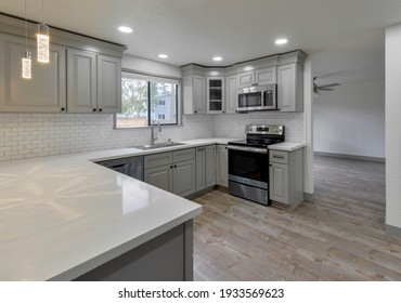 Oak Harbor, WA, USA - March 28, 2020: Modern residential kitchen interior