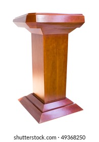 Oak Podium Isolated On White Background