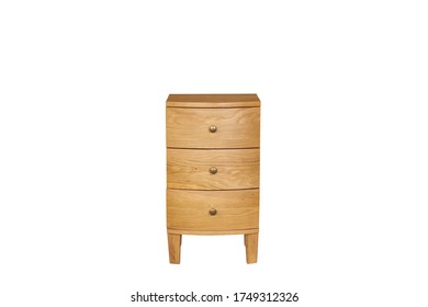                                Oak Wood Bedroom Furniture On White Background