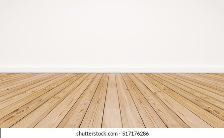 Oak wood floor with white wall. wood floor texture background - Shutterstock ID 517176286