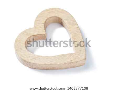 oak wood heart isolated on white