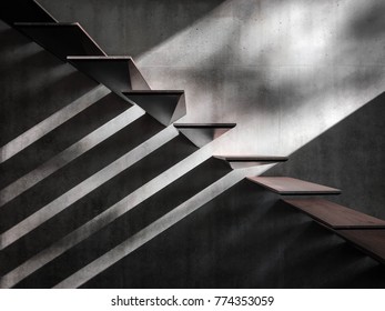 Oak Wood Stairs In A Villa In Cesis, Latvia