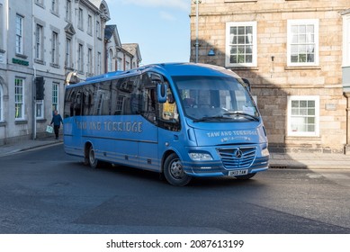 Oakhampton, Devon, England, UK. 2021. A Blue Bus Operating On The Oakhampton To Iddesleigh 648 Public Service A Once A Week Operation.