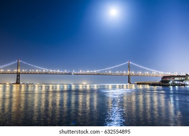 Oakland Bay Bridge In San Francisco At Night