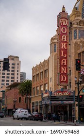 Oakland, CA - December 21, 2019: Famous Fox Oakland Theatre Concert Hall Front Entrance