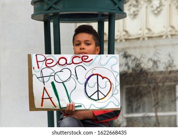 Oakland, CA - Jan 20, 2020: Unidentified Participants At The 6th Annual Rally And March To Reclaim The Spirit Of Martin Luther King Jr’s Legacy. Starting At Frank Ogawa Plaza And Marching Down 14th.
