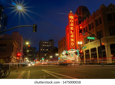 OAKLAND, CALIFORNIA -- AUGUST 9, 2019: Fox Oakland Theatre, a concert hall and former movie theater that is part of the vibrant cultural arts scene in Downtown Oakland.