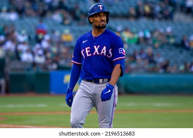 Oakland, California - July 23, 2022: Texas Rangers Second Baseman Marcus Semien Walks To The Dugout During A Game Against The Oakland Athletics At The Oakland Coliseum.