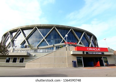 Oakland, California, USA-19 February 2015：Exterior View Of Oracle Arena