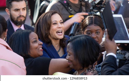 Oakland, CA/USA-Jan.27,2019- Senator Kamala Harris moves through the crowd after announcing her candidacy for president.
