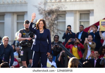 Oakland, CA/USA-Jan.27,2019- Senator Kamala Harris waves to crowd after announcing her candidacy for president.
