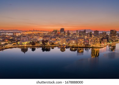 Oakland Skyline from Above during Sunset