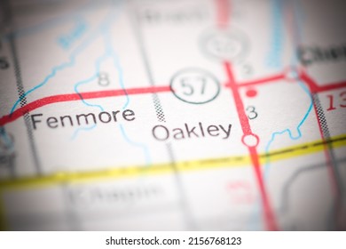 Oakley. Michigan. USA on a geography map.